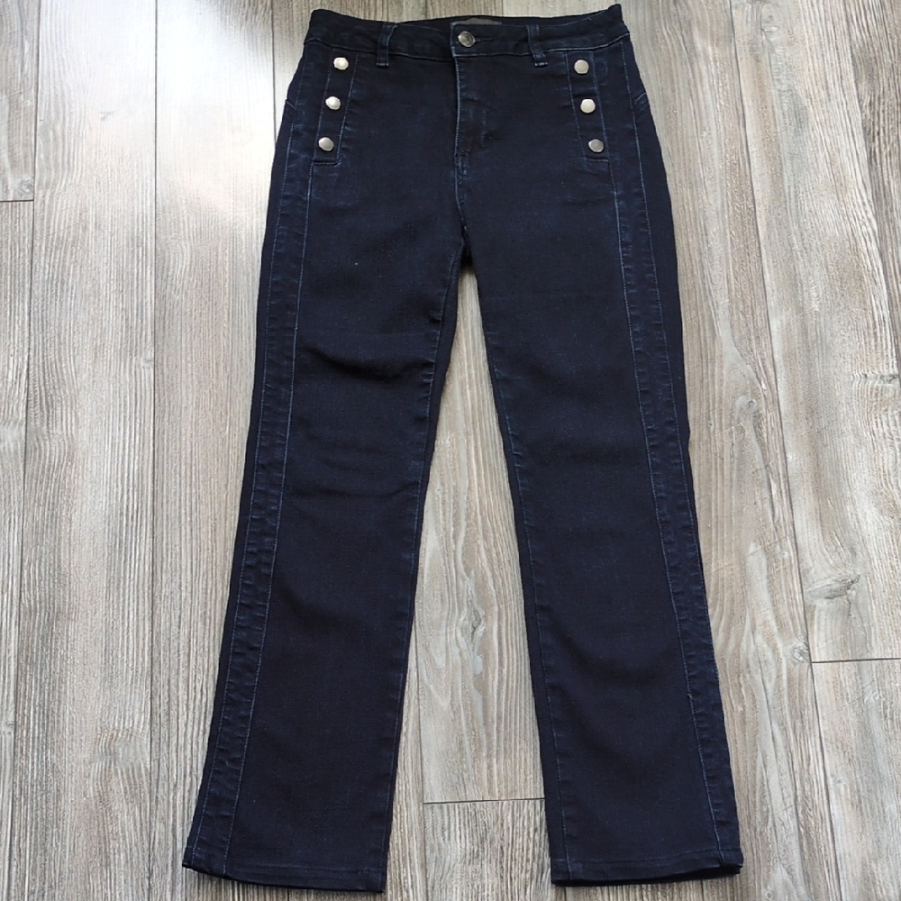 Fransa Tokyo Straight Leg Jeans with Button Detail Size 34